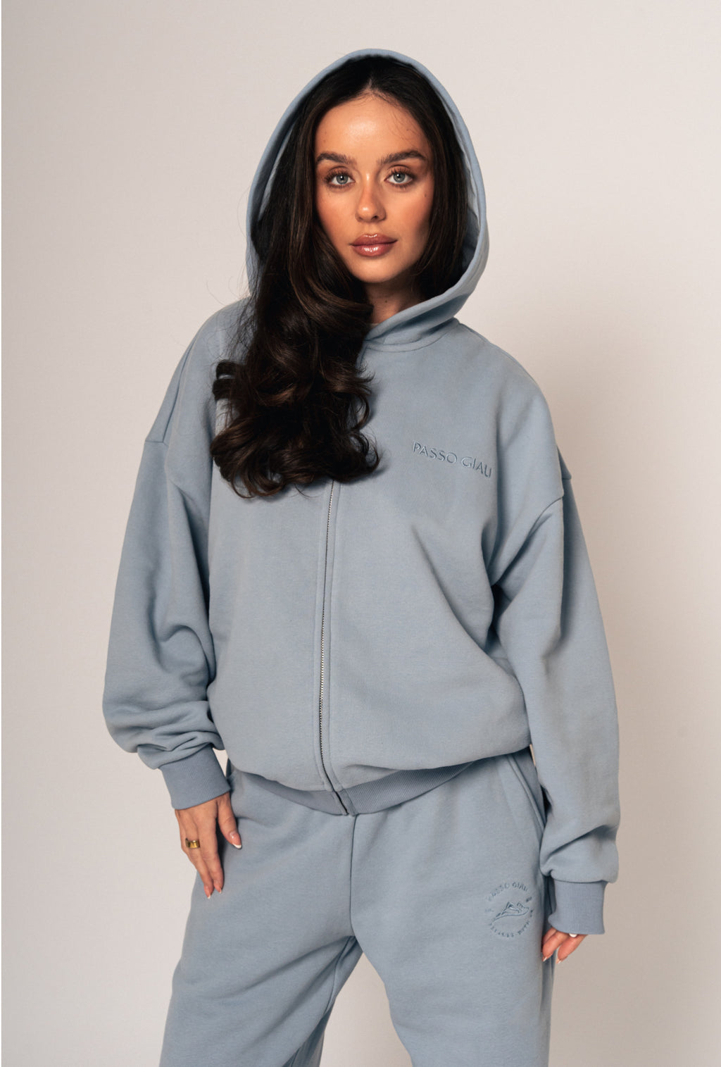 Oversized Zipped Embroidered Hoodie