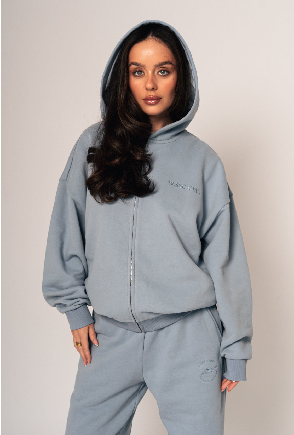 Oversized Zipped Embroidered Hoodie